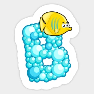 Letter B Fishy Bubbly Alphabet Sticker